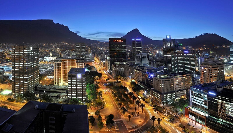 Night shot of Cape Town